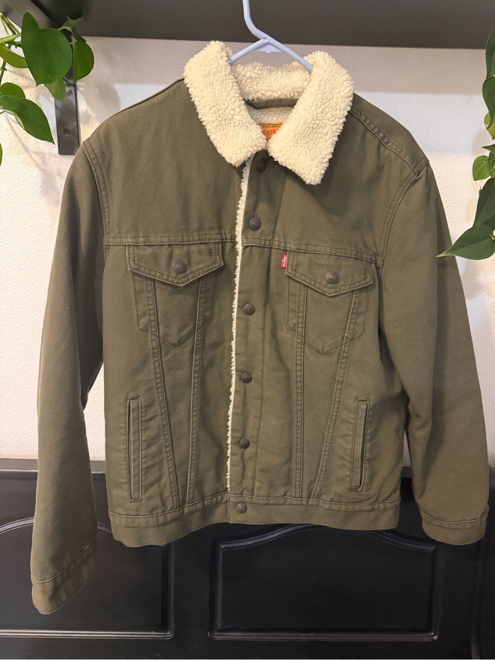 Levi's Olive Green Sherpa Collar Denim Jacket